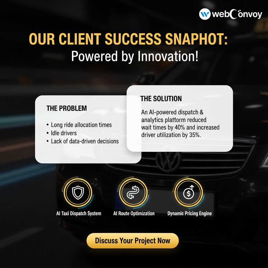 AI-powered taxi app illustration showing next-gen mobility features for 2026 and beyond.